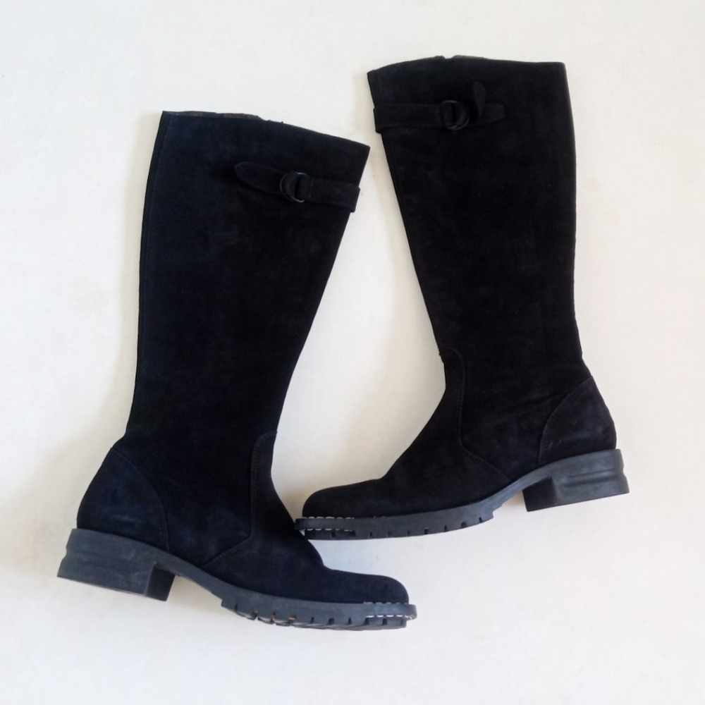 Cordani black suede leather knee-high boots